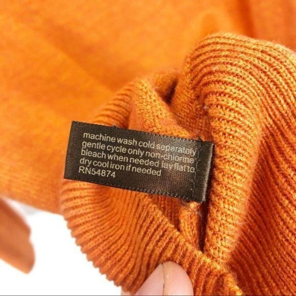 THE LIMITED ORANGE 3/4 SLEEVE PULLOVER MERINO WOOL SWEATER - Picture 4 of 6